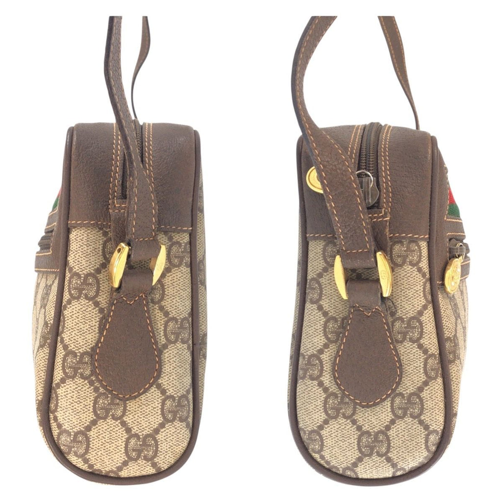 Gucci Sherry Line Brown Beige GG Supreme Canvas Leather Shoulder Bag Pochette
