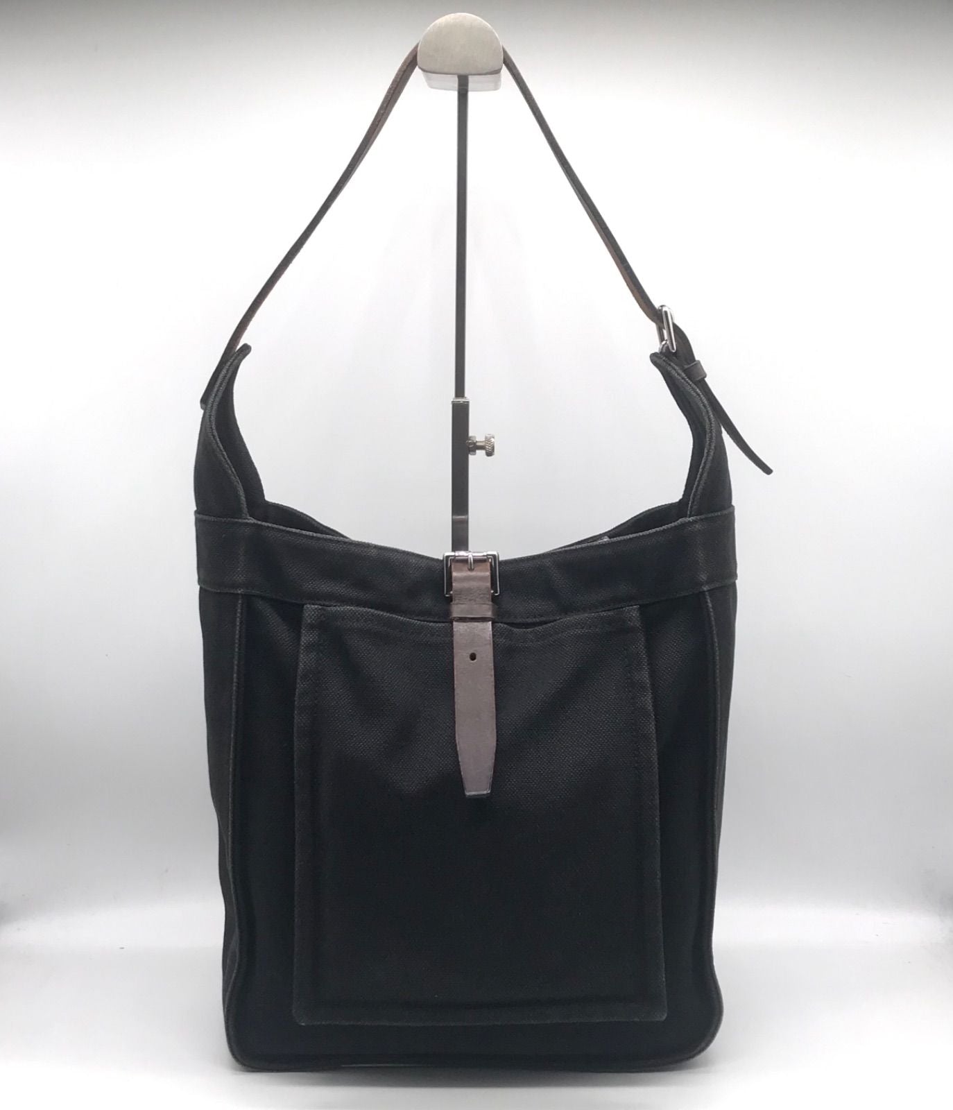 Hermes Canvas Marwari PM Shoulder Bag Black