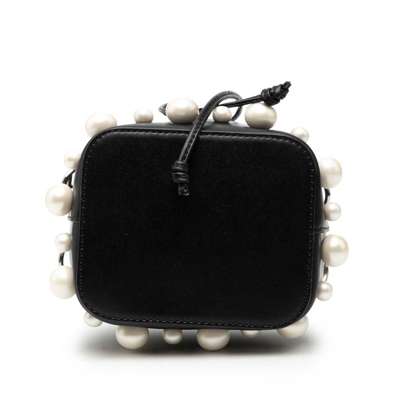 Fendi Mini Montresor Handbag Black Leather Faux Pearl
