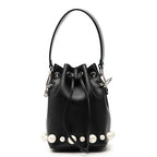 Fendi Mini Montresor Handbag Black Leather Faux Pearl