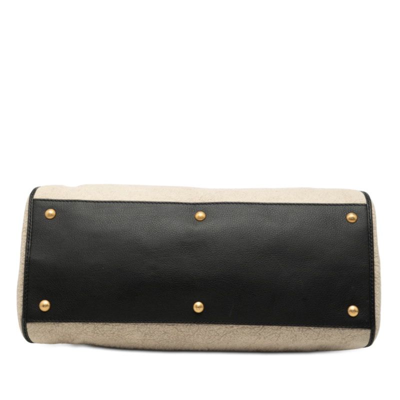 Fendi Chameleon Handbag Beige Pile Leather