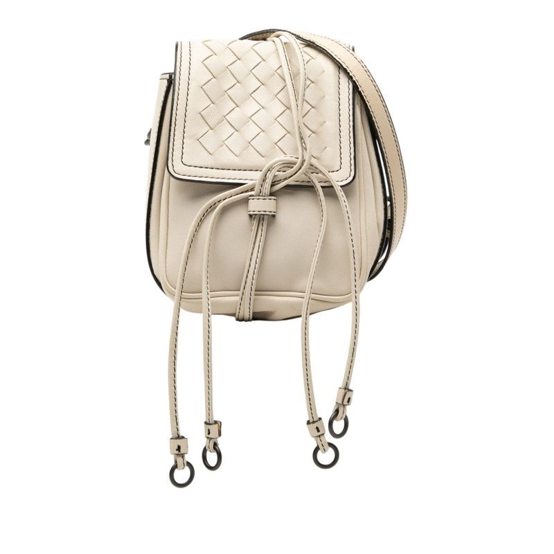 Bottega Veneta Intrecciato Shoulder Bag White Ivory Leather
