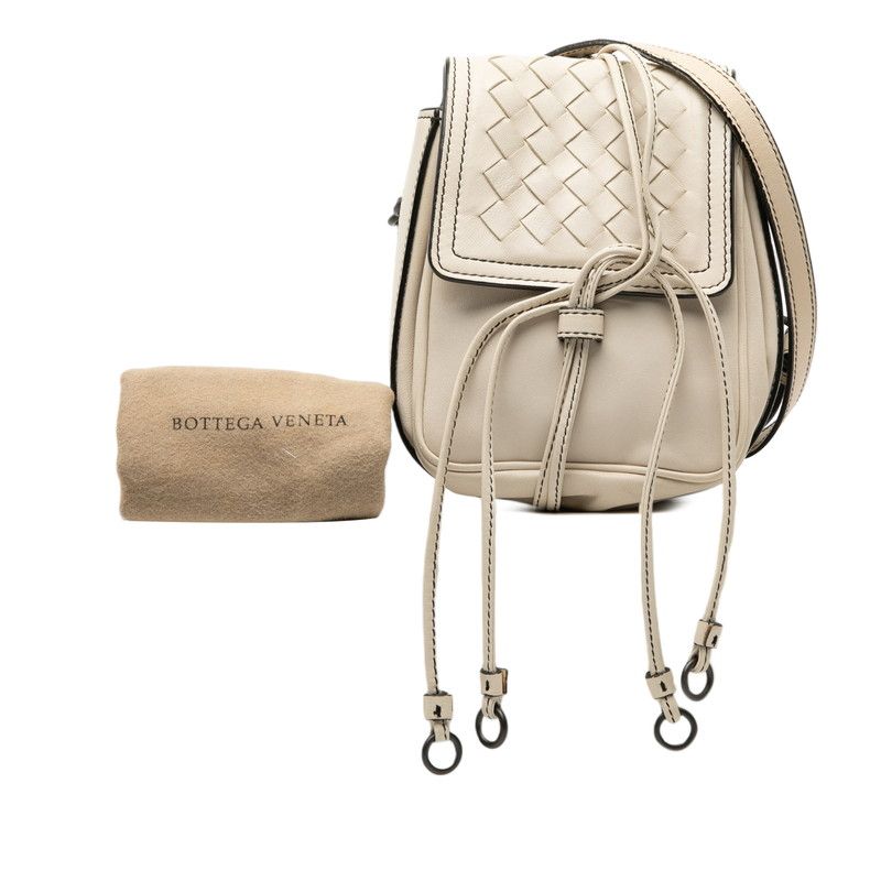 Bottega Veneta Intrecciato Shoulder Bag White Ivory Leather