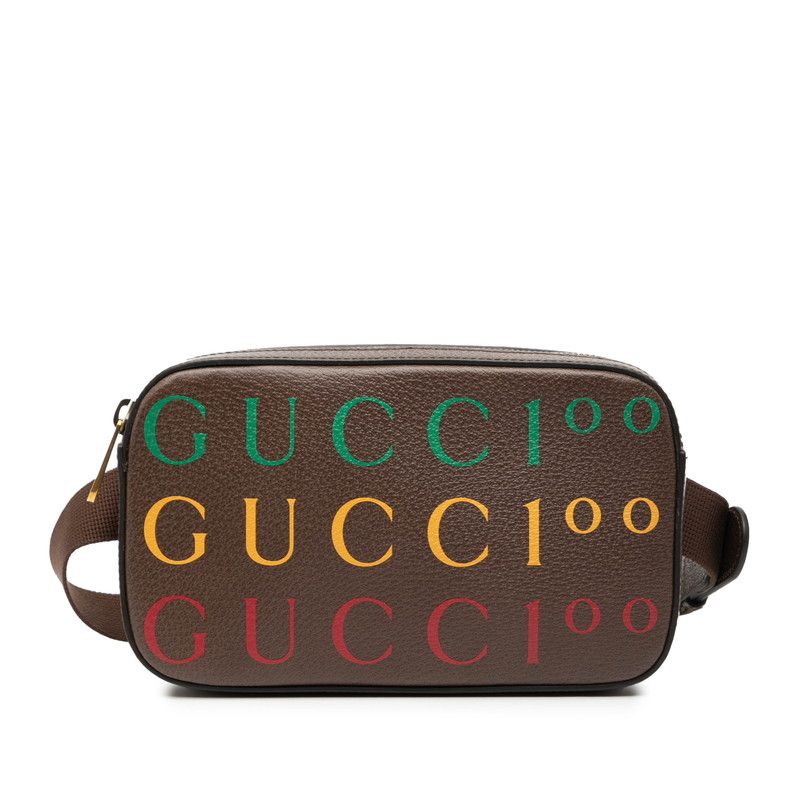 Gucci Anniversary Logo Waist Bag Brown Leather