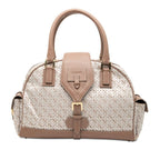 Loewe Repeat Anagram Handbag Pink Beige White Canvas Leather