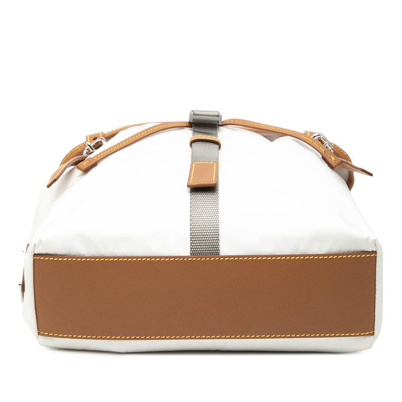 Prada Tessuto Shoulder Bag White Nylon Leather