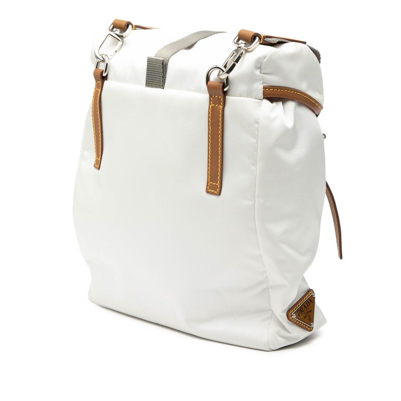 Prada Tessuto Shoulder Bag White Nylon Leather