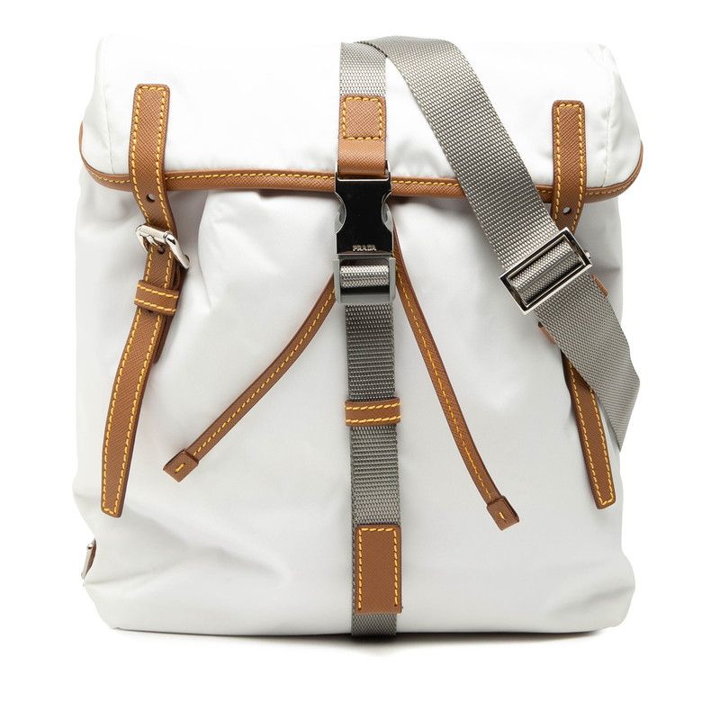 Prada Tessuto Shoulder Bag White Nylon Leather