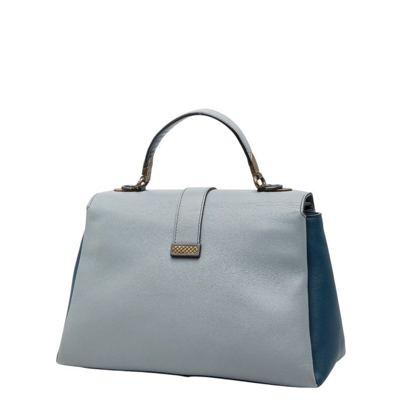 Bottega Veneta Piazza Top Handle Handbag Blue Leather