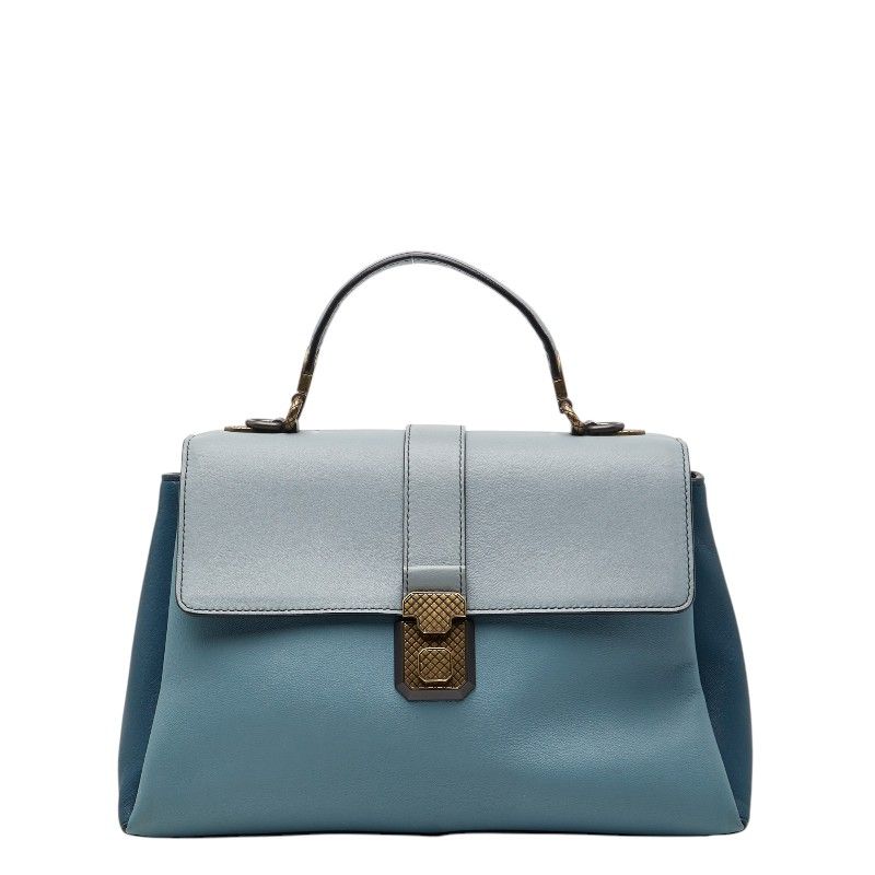 Bottega Veneta Piazza Top Handle Handbag Blue Leather