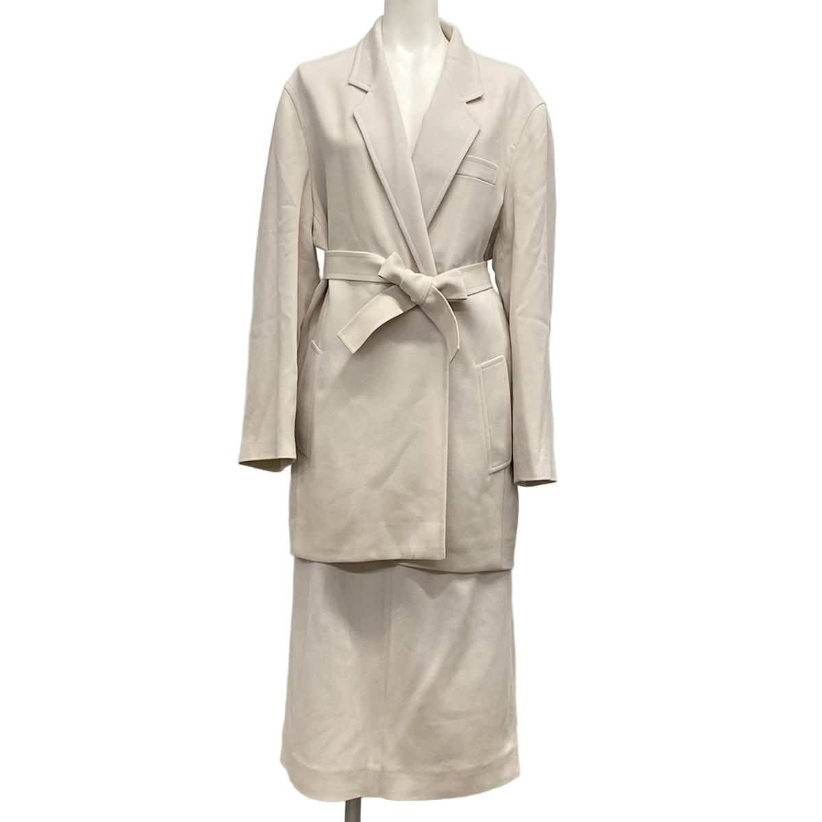 Hermes Skirt Suit Light Beige Wool