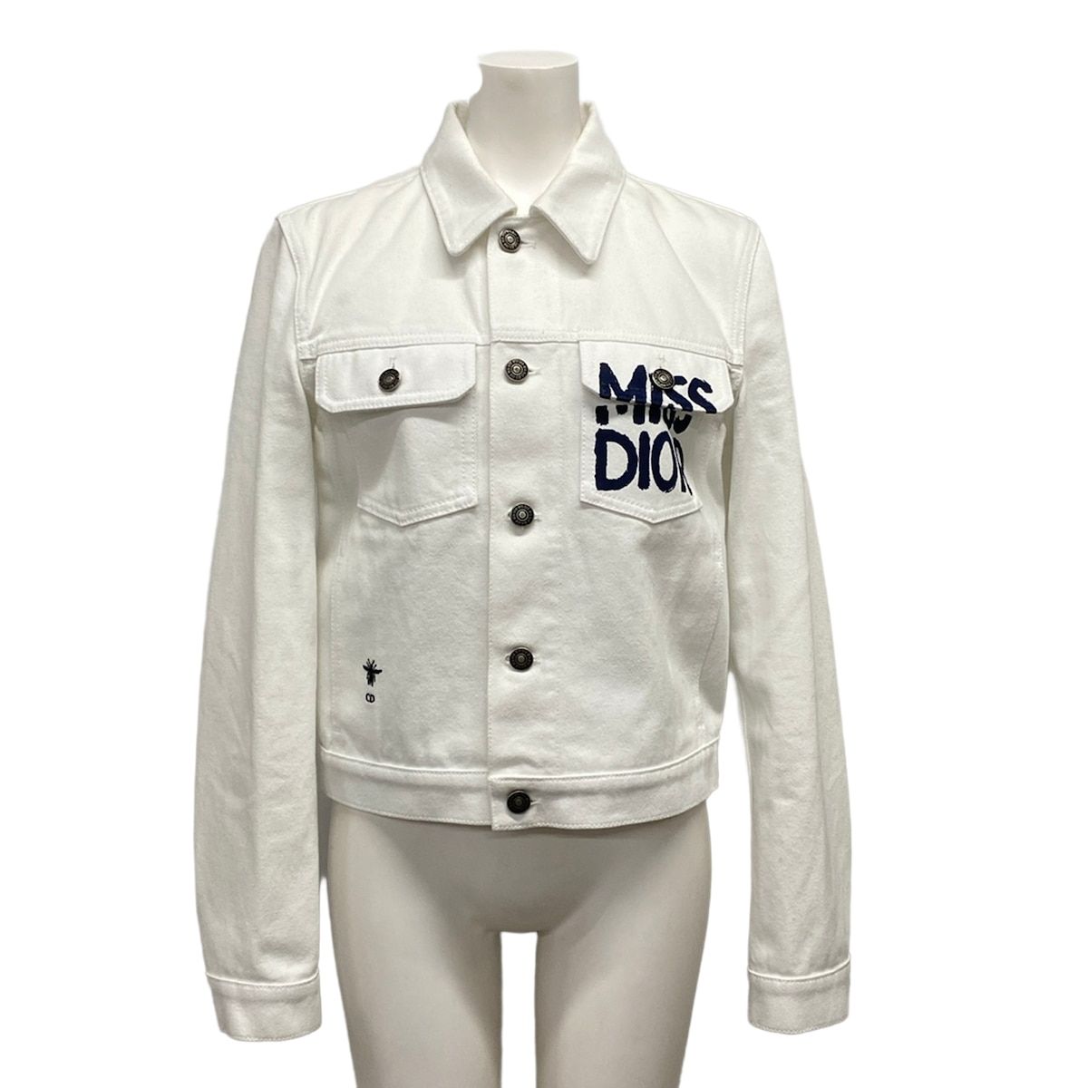 Dior Jacket M White Long Sleeve Autumn Spring Denim Miss Graffiti Cotton