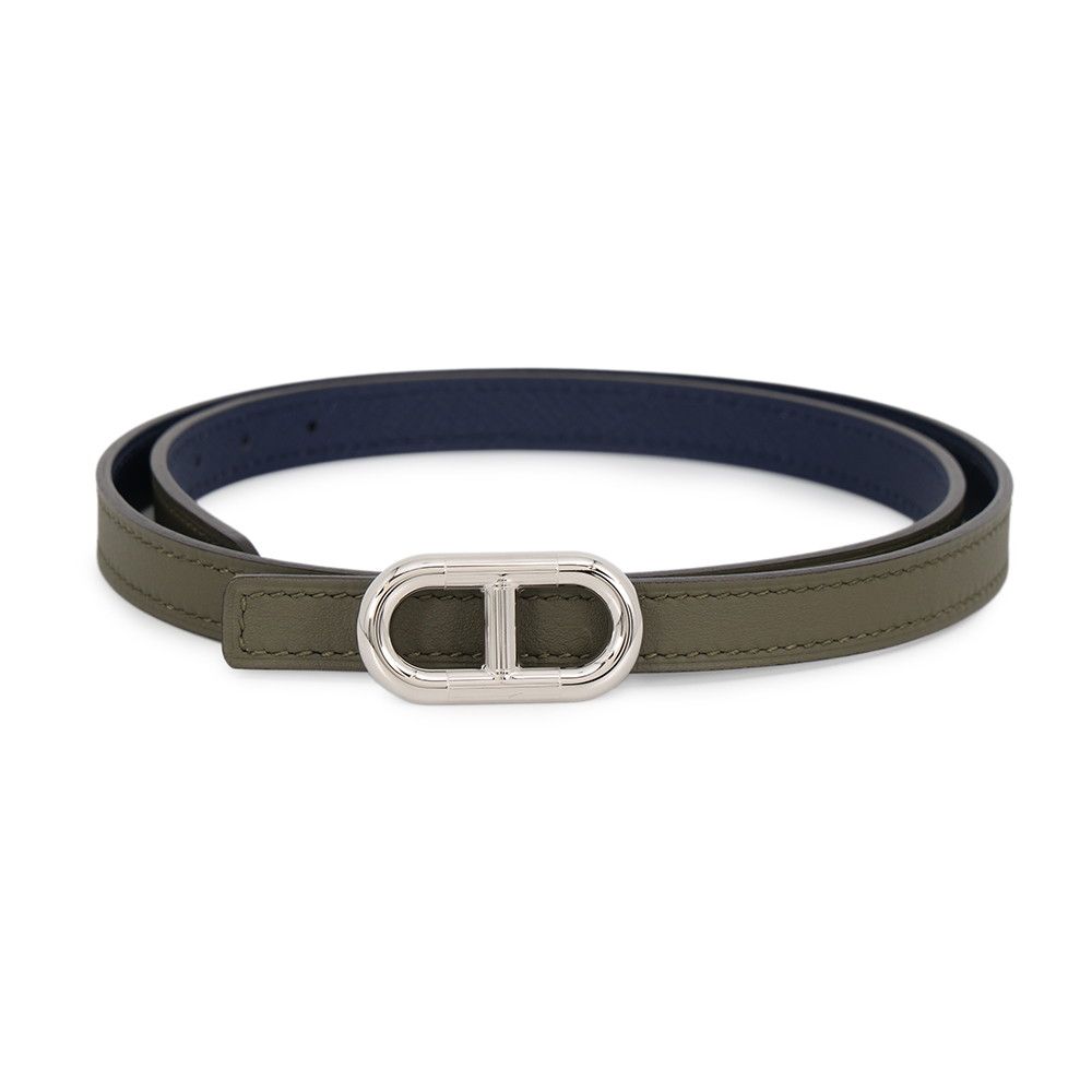 Hermes Belt Maillon Reversible Vert Veronese Blue Saffiano Silver Swift Epsom 70