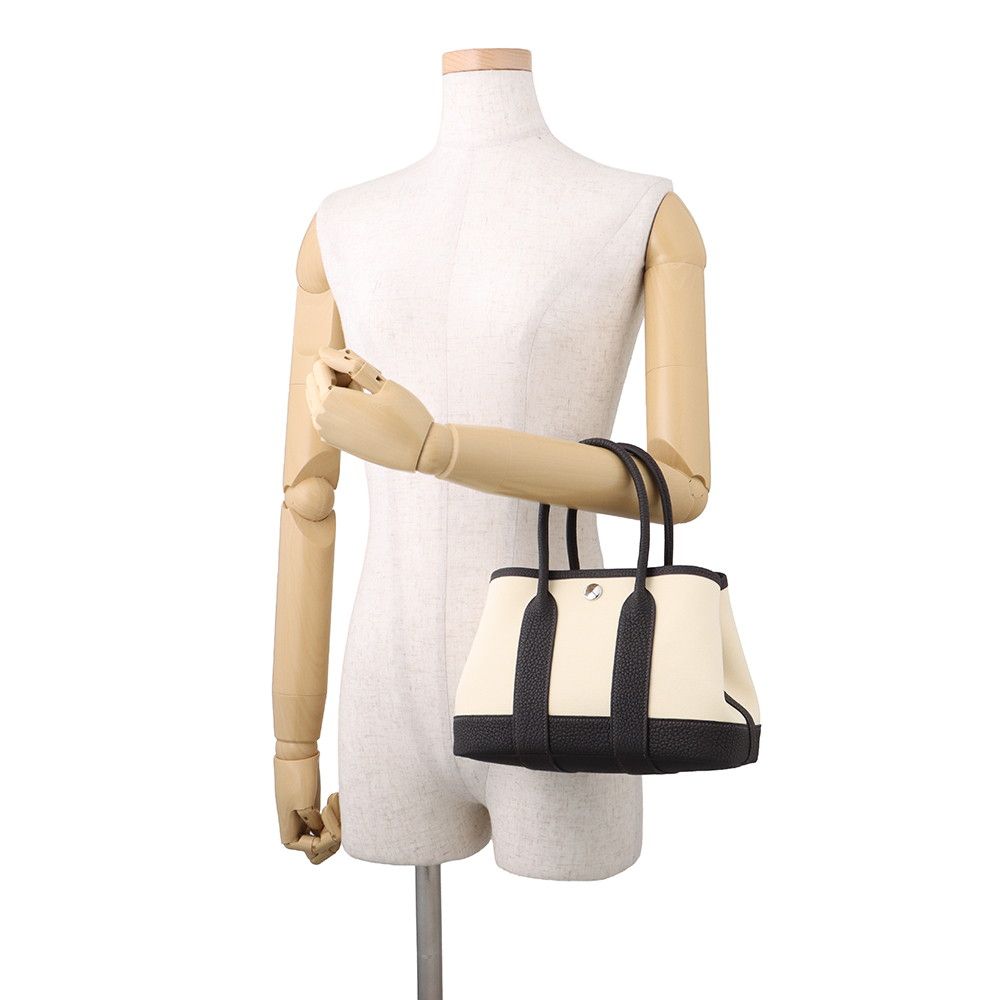 Hermes Tote Bag Neo Garden 23 Party Vanilla Beblanc Silver Toile Officier