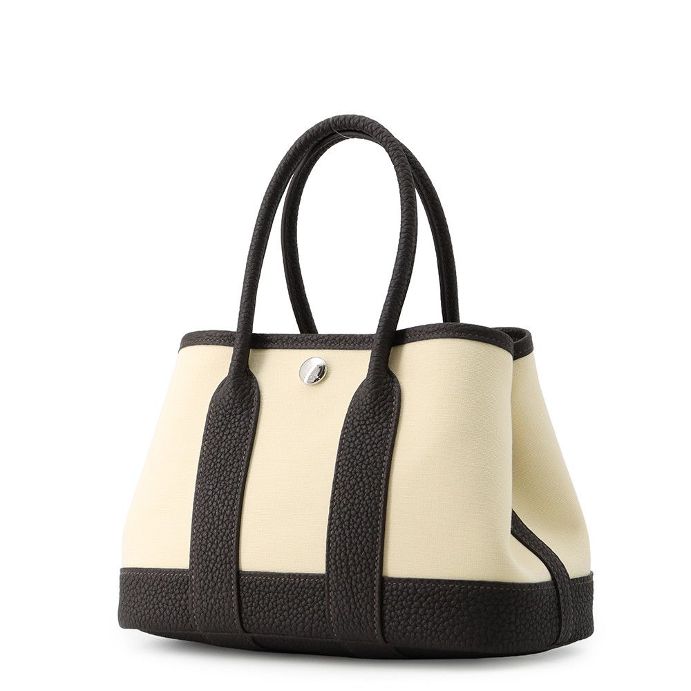 Hermes Tote Bag Neo Garden 23 Party Vanilla Beblanc Silver Toile Officier