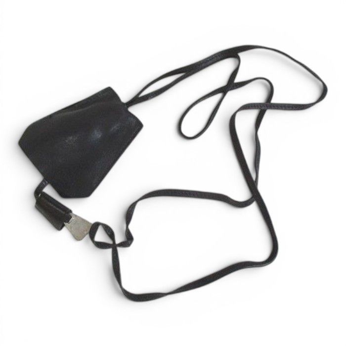 Hermes Era Clochette Necklace Key Ring Black Leather