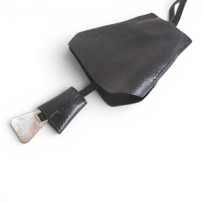 Hermes Era Clochette Necklace Key Ring Black Leather