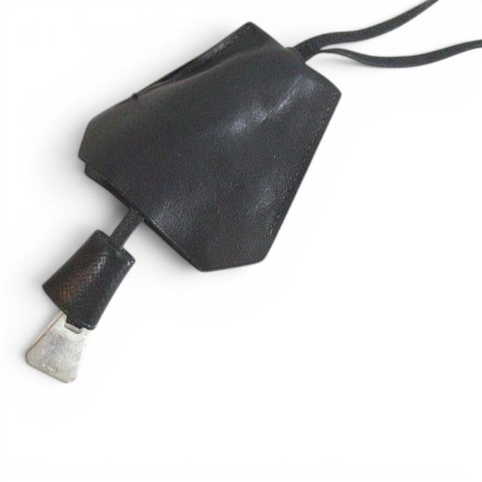 Hermes Era Clochette Necklace Key Ring Black Leather