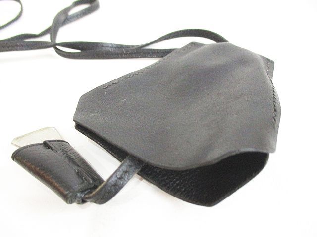 Hermes Era Clochette Necklace Key Ring Black Leather