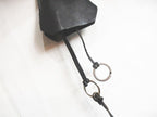 Hermes Era Clochette Necklace Key Ring Black Leather