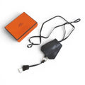 Hermes Era Clochette Necklace Key Ring Black Leather