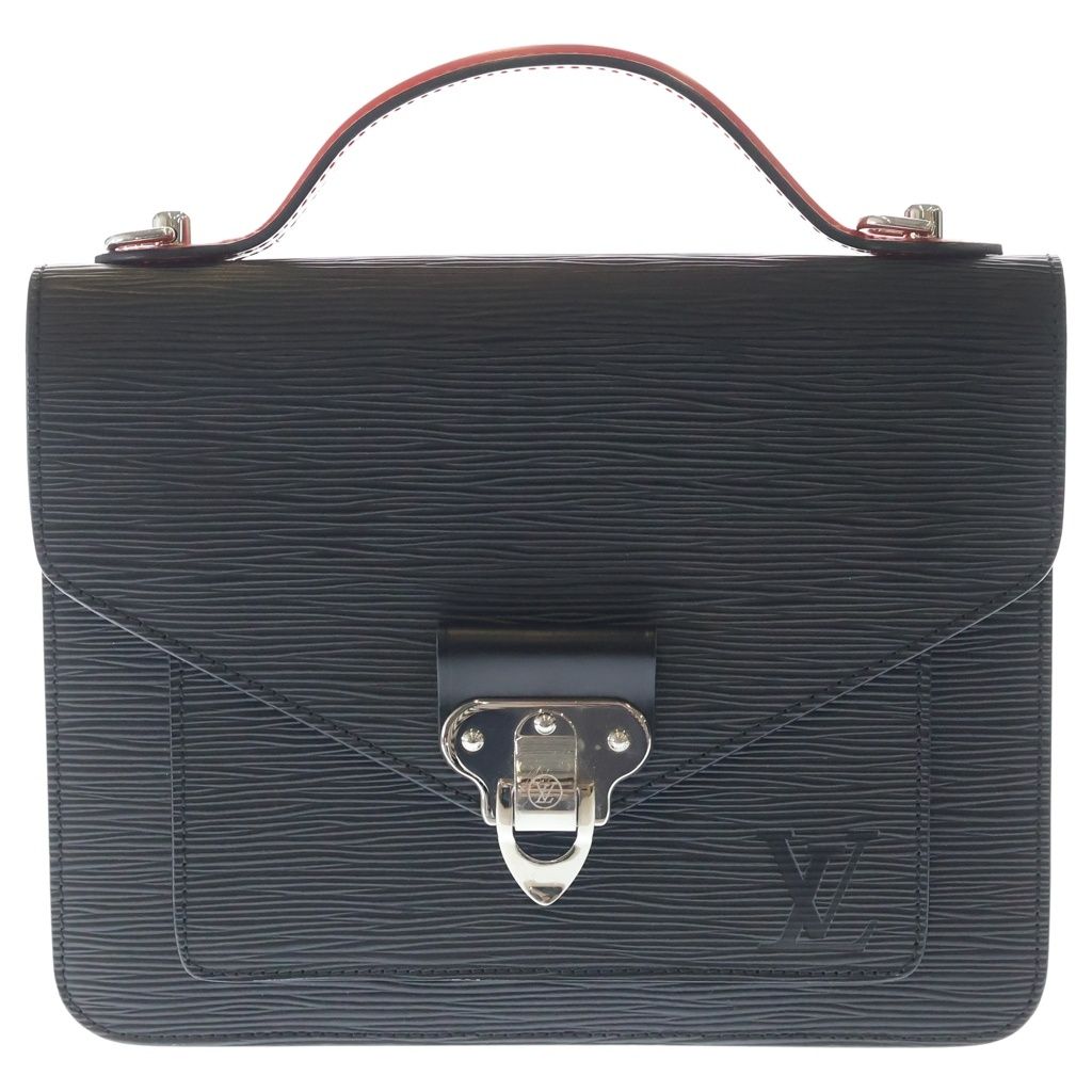 Louis Vuitton Epi Neo Monceau 2-Way Shoulder Bag Black Red Noir Leather Silver