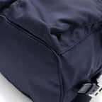 Prada Tessuto Nylon Logo Triangle Plate Backpack Navy Silver
