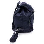 Prada Tessuto Nylon Logo Triangle Plate Backpack Navy Silver