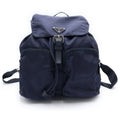 Prada Tessuto Nylon Logo Triangle Plate Backpack Navy Silver
