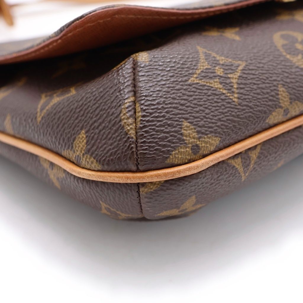 Louis Vuitton Monogram Musette Tango Shoulder Bag Brown Leather Gold