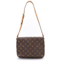 Louis Vuitton Monogram Musette Tango Shoulder Bag Brown Leather Gold