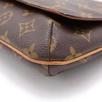 Louis Vuitton Monogram Musette Tango Shoulder Bag Brown Leather Gold