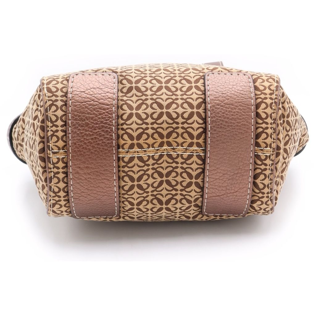Loewe New Line Tote Bag Brown Beige Leather Canvas Gold