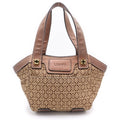 Loewe New Line Tote Bag Brown Beige Leather Canvas Gold