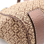 Loewe New Line Tote Bag Brown Beige Leather Canvas Gold