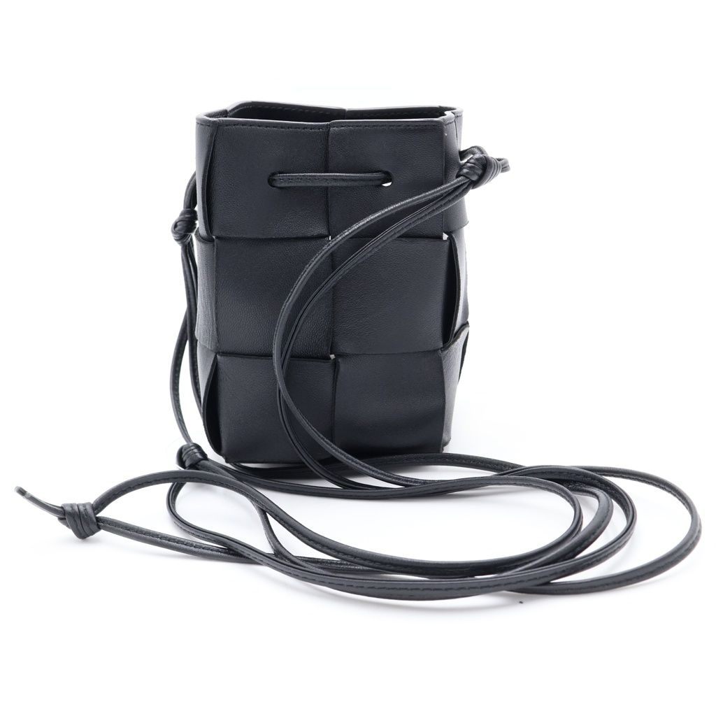 Bottega Veneta Small Cassette Mini Shoulder Bag Black Leather
