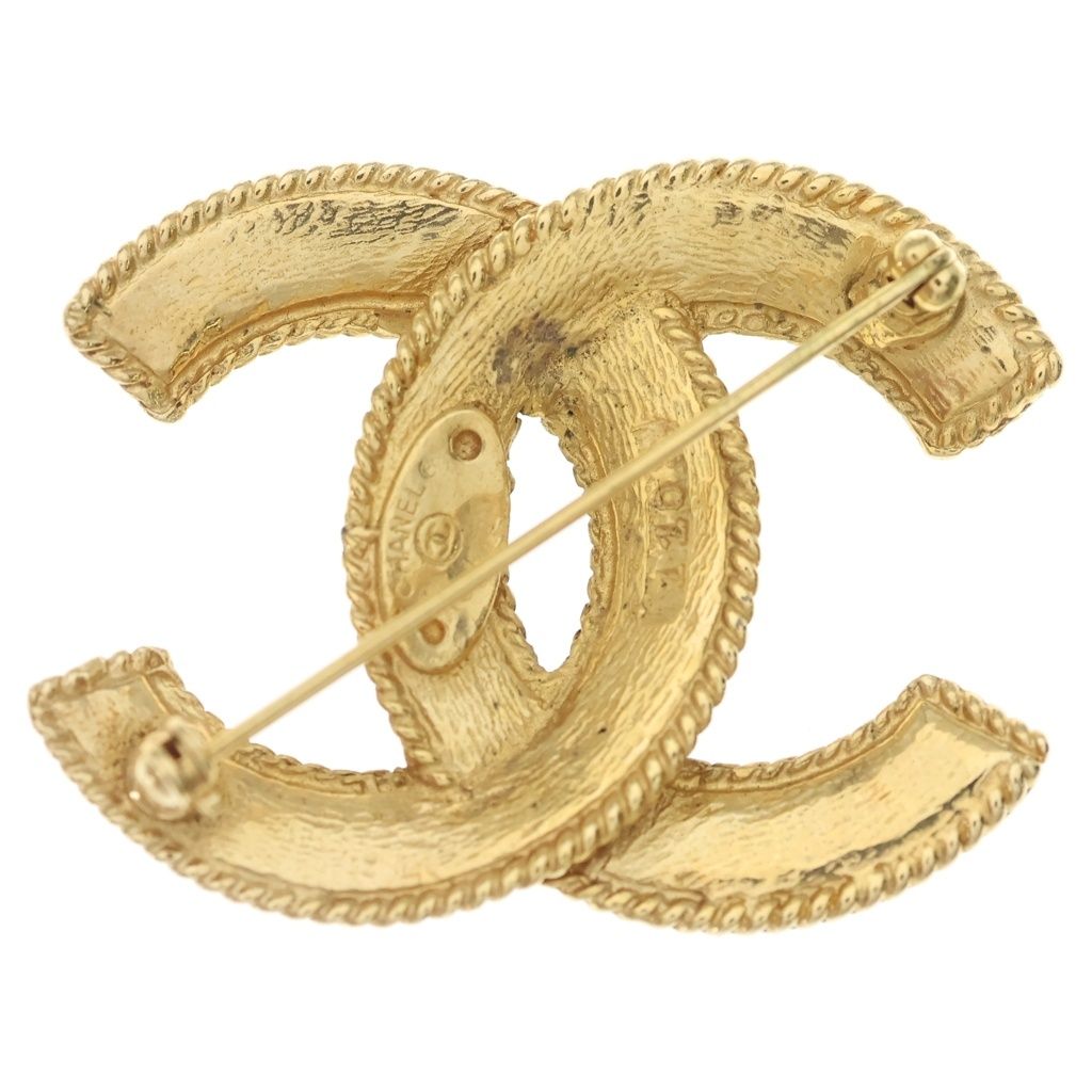 Chanel CC Logo Vintage Brooch Gold Plated