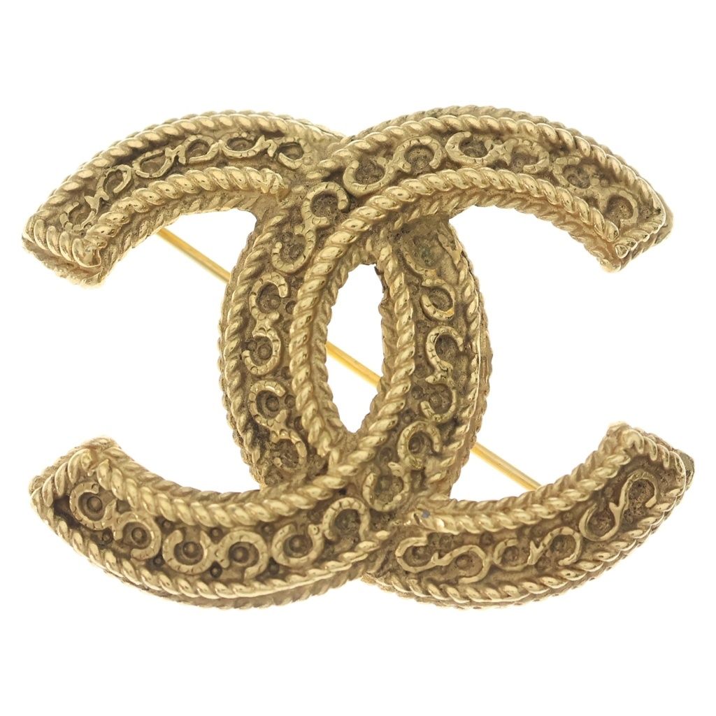 Chanel CC Logo Vintage Brooch Gold Plated
