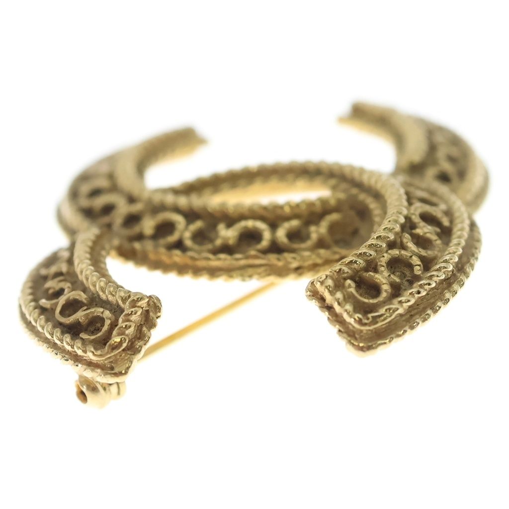 Chanel CC Logo Vintage Brooch Gold Plated