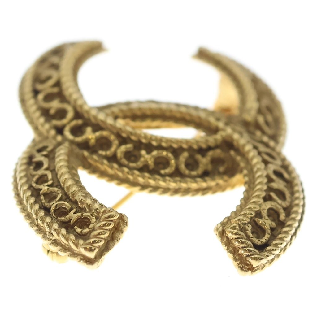 Chanel CC Logo Vintage Brooch Gold Plated