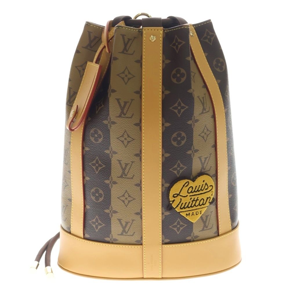 Louis Vuitton Monogram Stripe Randonnee Messenger Shoulder Bag Brown Leather