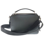 Prada Saffiano 2-Way Shoulder Bag Dark Gray Leather Silver