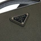 Prada Saffiano 2-Way Shoulder Bag Dark Gray Leather Silver