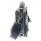 Prada Saffiano 2-Way Shoulder Bag Dark Gray Leather Silver