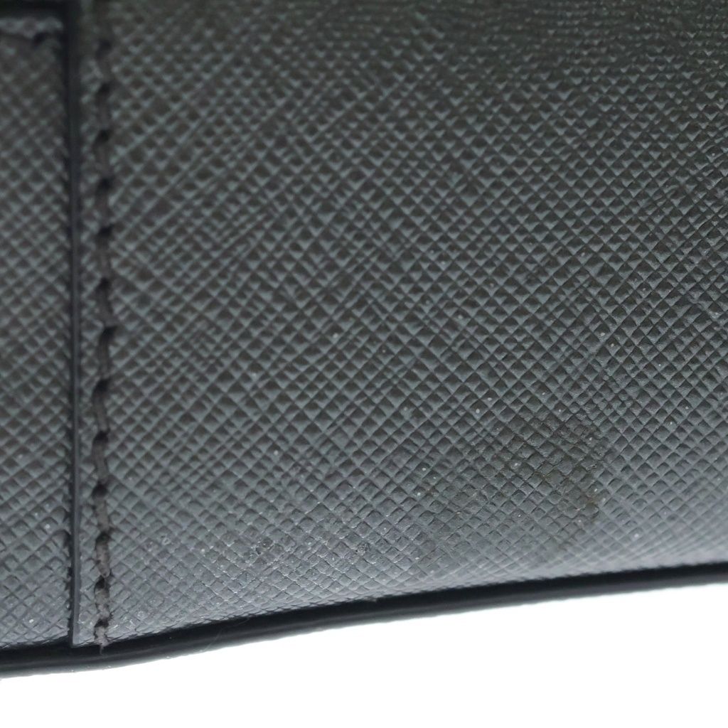 Prada Saffiano 2-Way Shoulder Bag Dark Gray Leather Silver