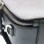 Prada Saffiano 2-Way Shoulder Bag Dark Gray Leather Silver
