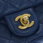 Chanel Mini Quilted CC Logo Cocobol Chain Shoulder Bag Gold Lambskin Blue