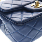 Chanel Mini Quilted CC Logo Cocobol Chain Shoulder Bag Gold Lambskin Blue