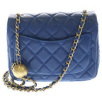 Chanel Mini Quilted CC Logo Cocobol Chain Shoulder Bag Gold Lambskin Blue