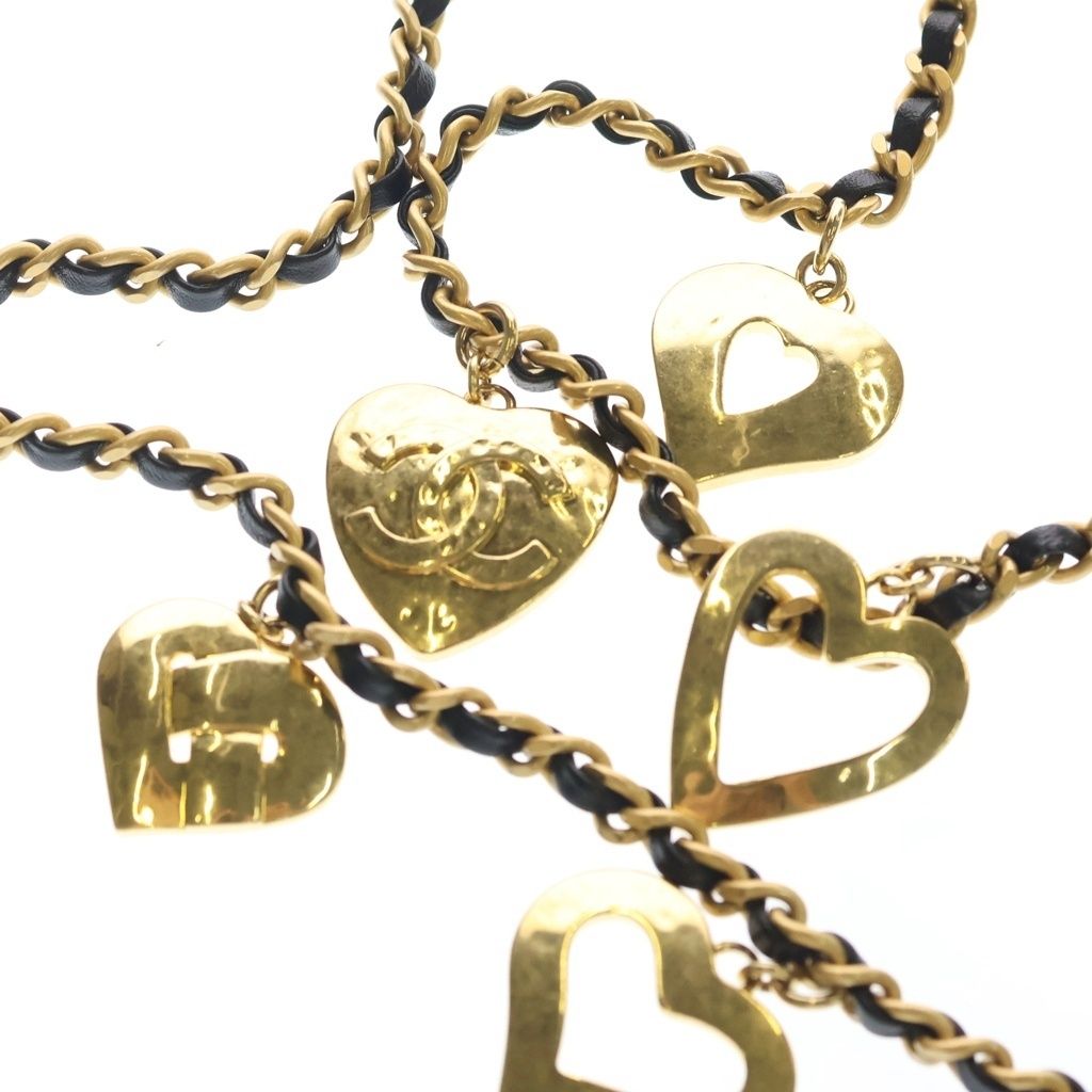 Chanel Mini Quilted CC Logo Heart Charm Chain Shoulder Bag Gold Lambskin Black